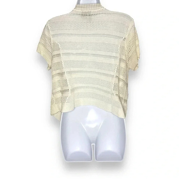Jason Maxwell Open Knit Cardigan Size L - Ivory, Short Sleeve - Picture 3 of 4